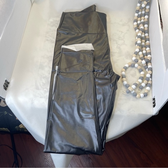 Faux Leather Leggings Women High Waist Pants Black Elastic Tights Black X-Large - Picture 7 of 8